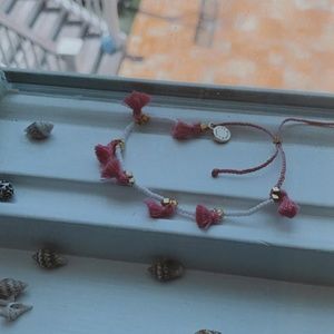 puravida pink and white charm bracelet